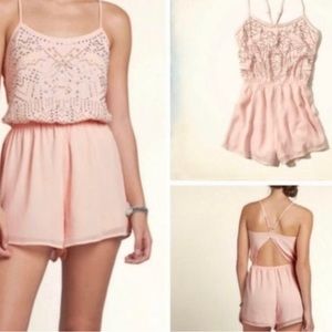 Blush Pink Hollister Romper with Embellished bead top